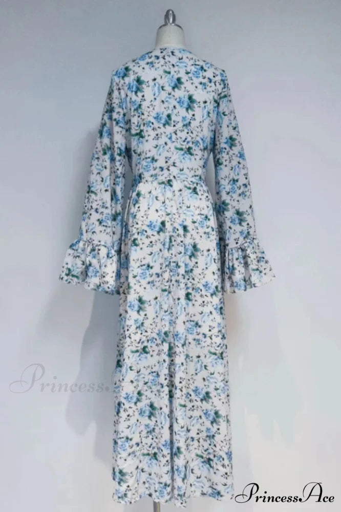 Aracely V Neck Charming Floral Maxi Dress