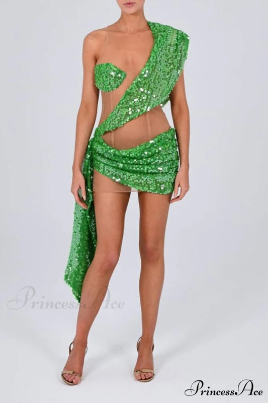 Ares Elegant Mini Dress XS / Emerald Iridescent