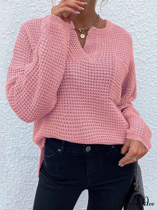 Arm Notched with Long Sweater Detail Dusty Pink / S