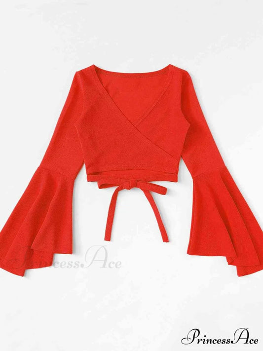 Arm Top with Crop Flare Tie