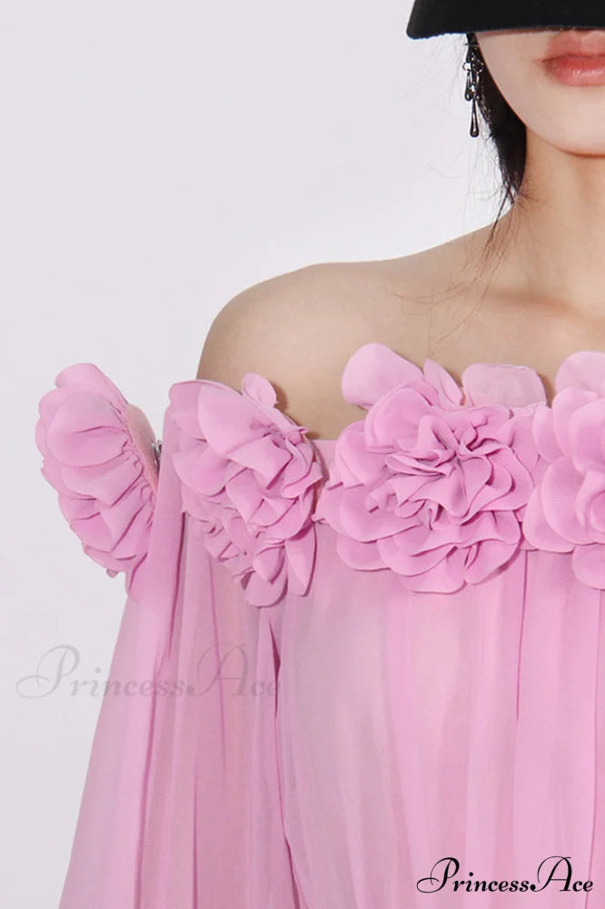 Ascella Flower Stylish Shoulder Maxi Dress