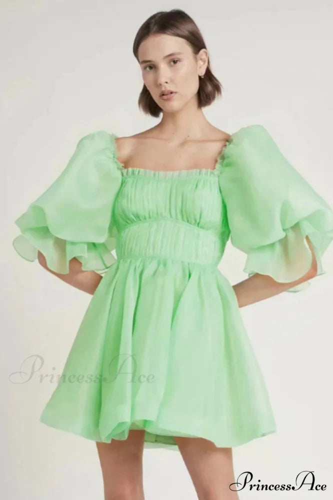 Astrid Tie Stylish Back Mini Dress S / Mint