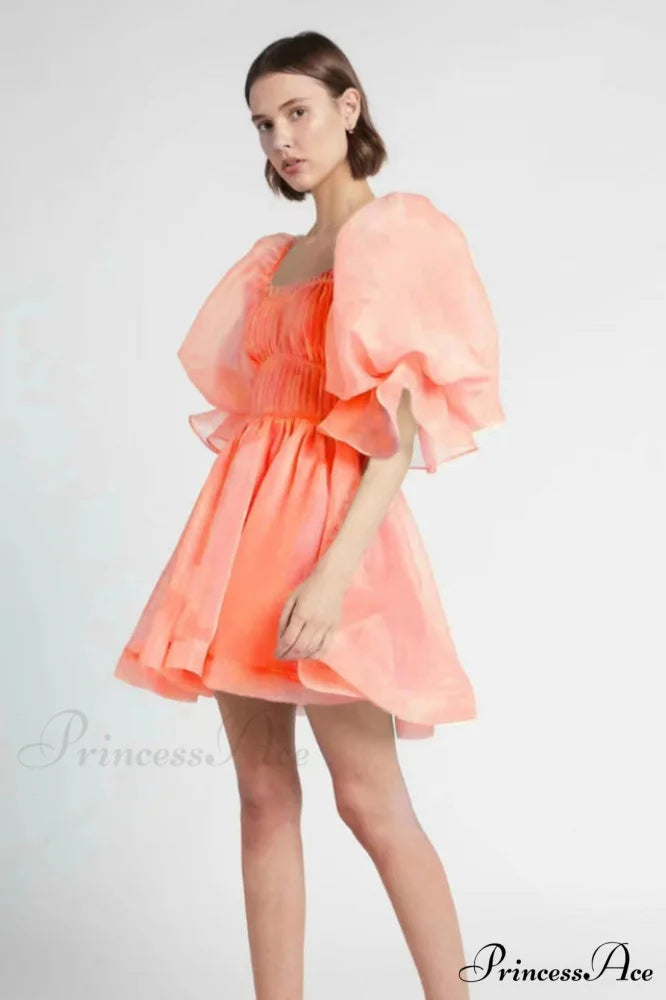 Astrid Tie Stylish Back Mini Dress S / Orange