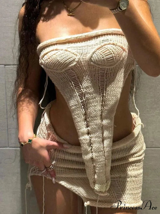 Asymmetric Buttoned Long Trendy Sleeve Crop Top Apricot / S