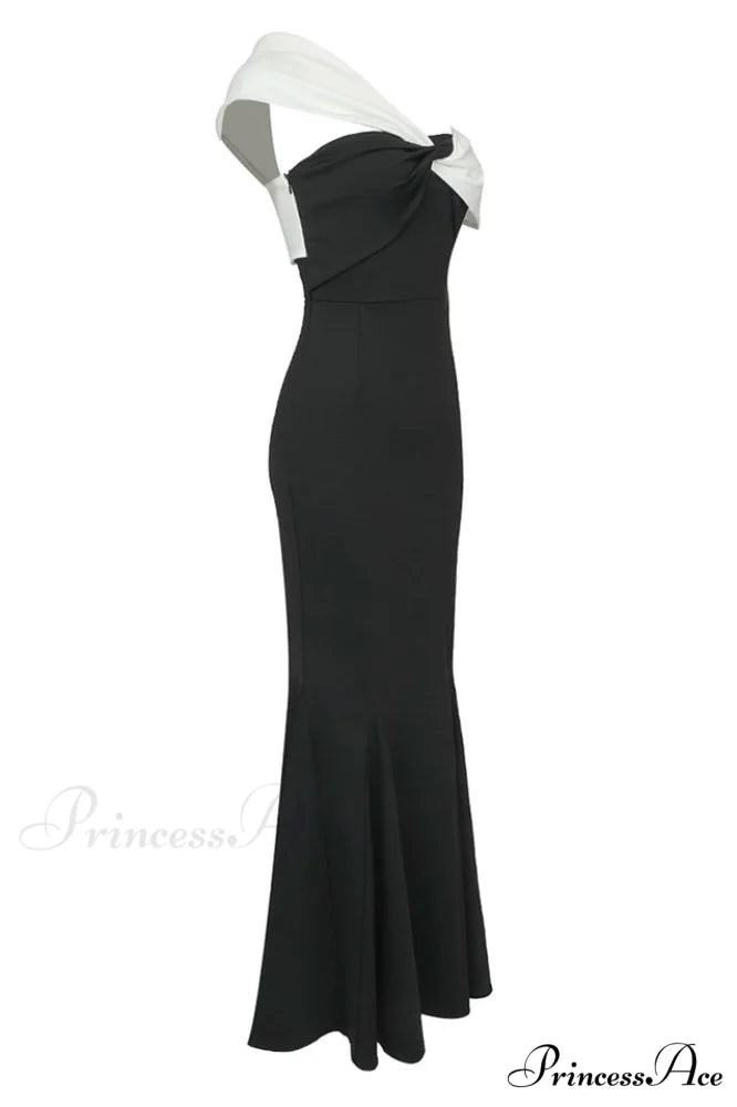 Asymmetric Off Stylish Shoulder Maxi Dress