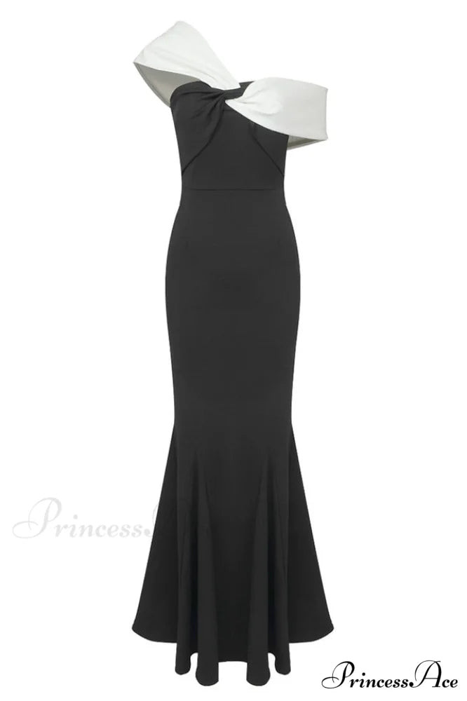 Asymmetric Off Stylish Shoulder Maxi Dress XS / Black