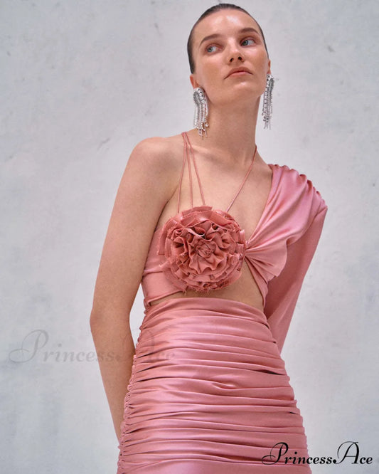 Asymmetrical Embroidered Prom Gown pink / XS promdress-250223