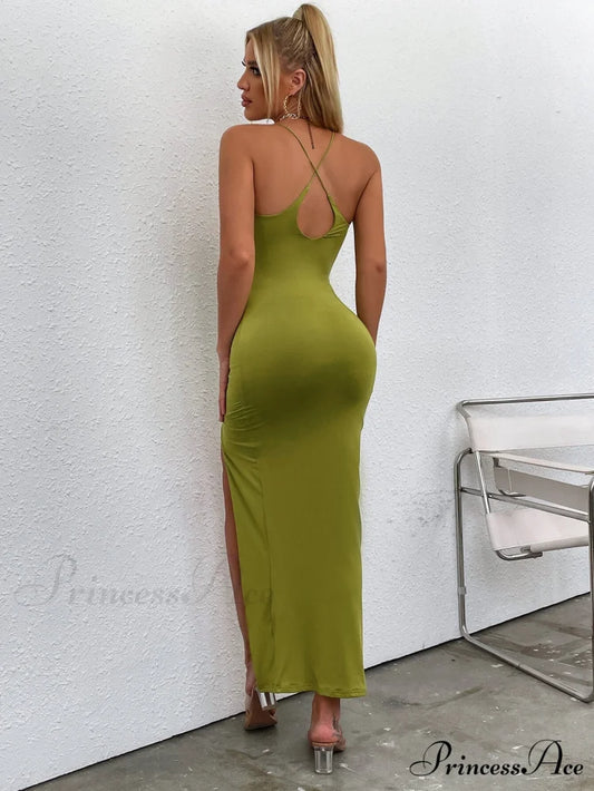 Asymmetrical Neck Glitter Trendy Strap Cut Out Dress