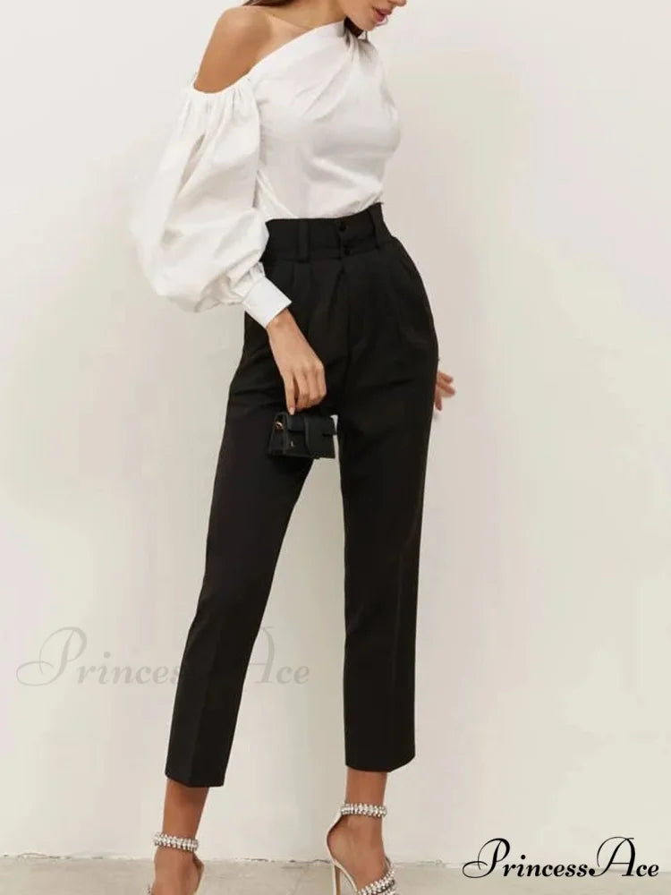 Asymmetrical Off Graceful Shoulder Blouse