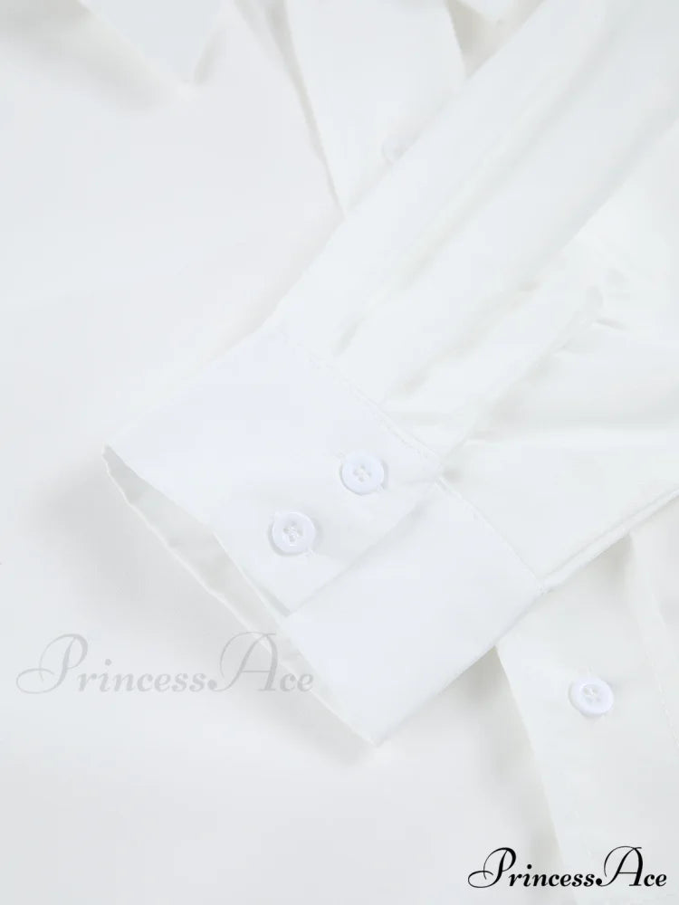 Asymmetrical Pocket Button Trendy Collar Crop Shirt