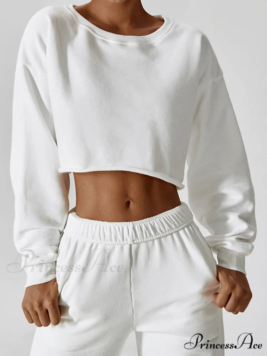 Athflow Charming Crop Sweatshirt White / S