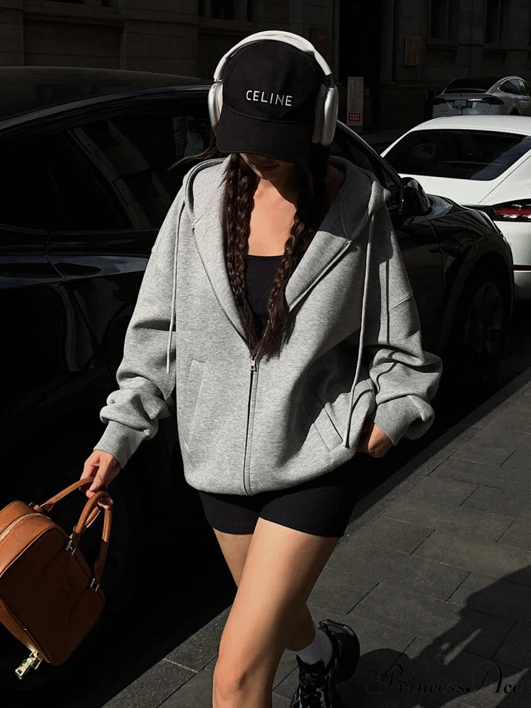 Athflow Charming Oversized Hoodie Light Grey / XS