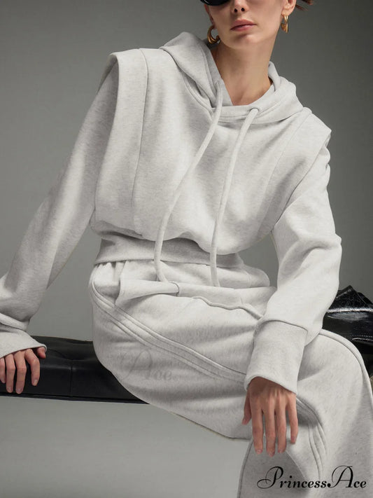 Athleisure Charming Drawstring Hoodie Light Grey / XS Sweatshirts & Hoodies-L