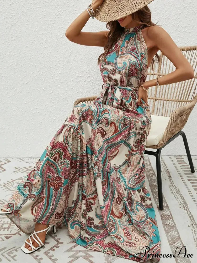 Attractive Antique Suspended Neck Boho Dress apricot / S bohodress-250126
