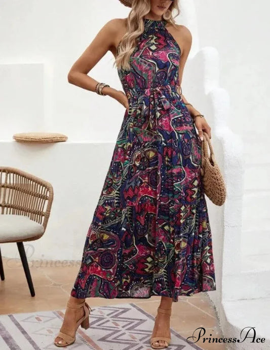 Attractive Antique Suspended Neck Boho Dress Purple / S bohodress-250126