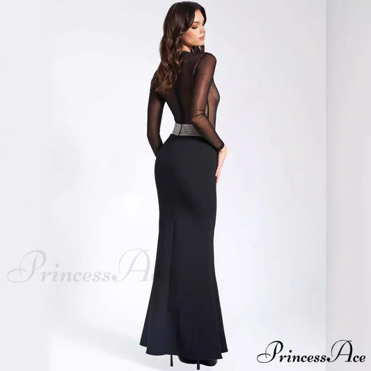 Attractive Backless Rhinestone Celebration Dress Prom Dress black / XS promdress-250223