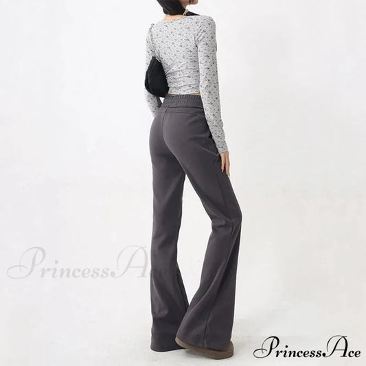 Attractive High Waist Flare Trousers pants-241228