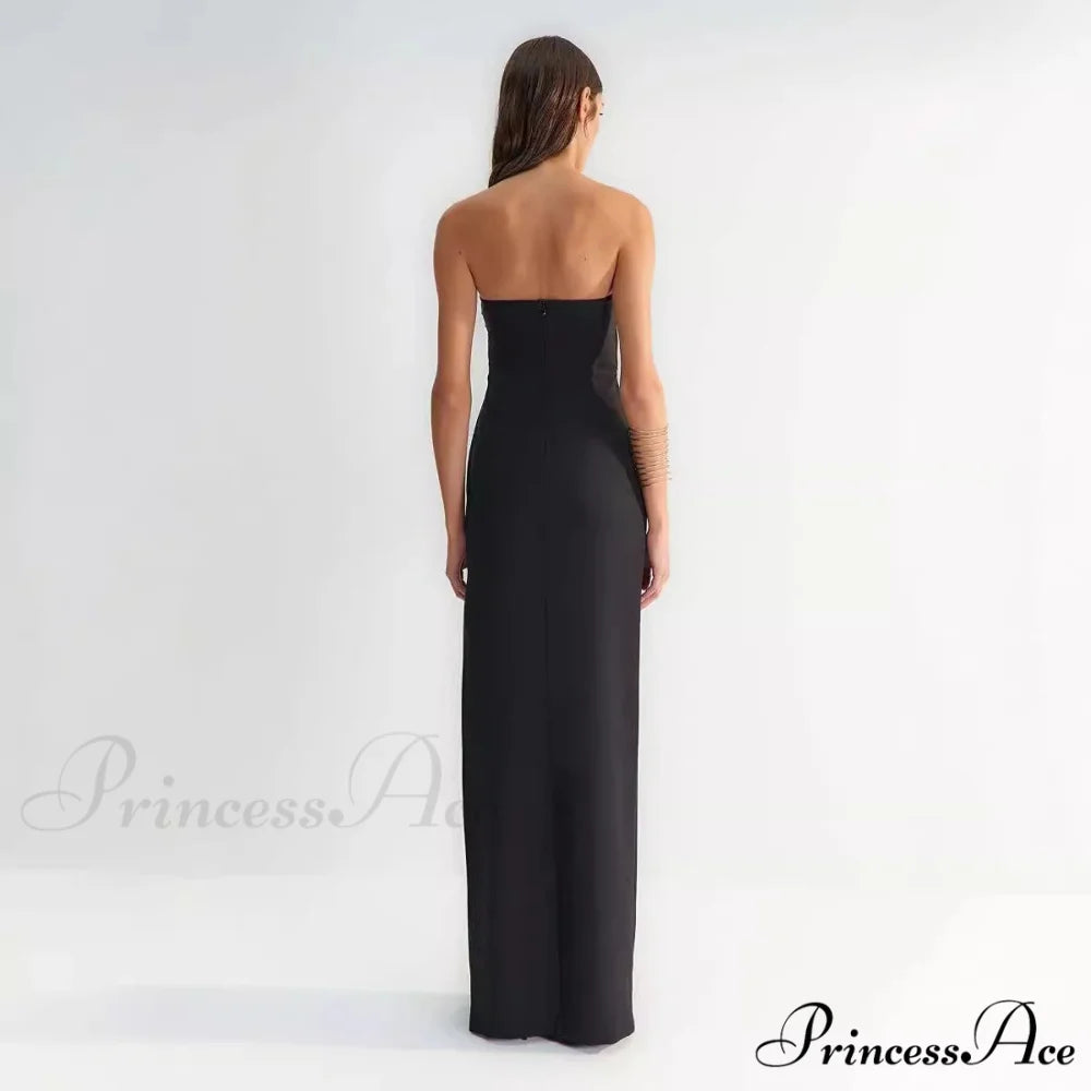 Attractive Hollow Strapless Sunflower Prom Dress promdress-250223