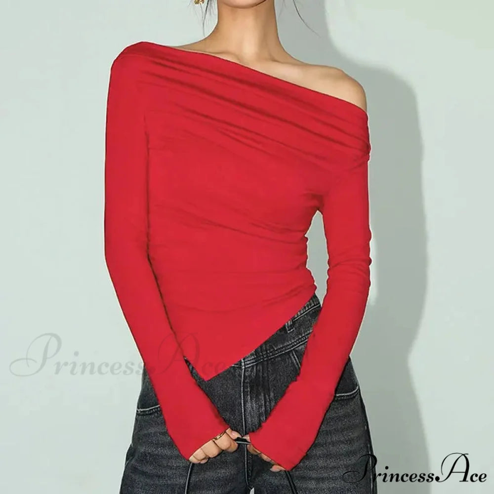 Attractive Off Shoulder Slim T-shirt Sweater swraters-241228