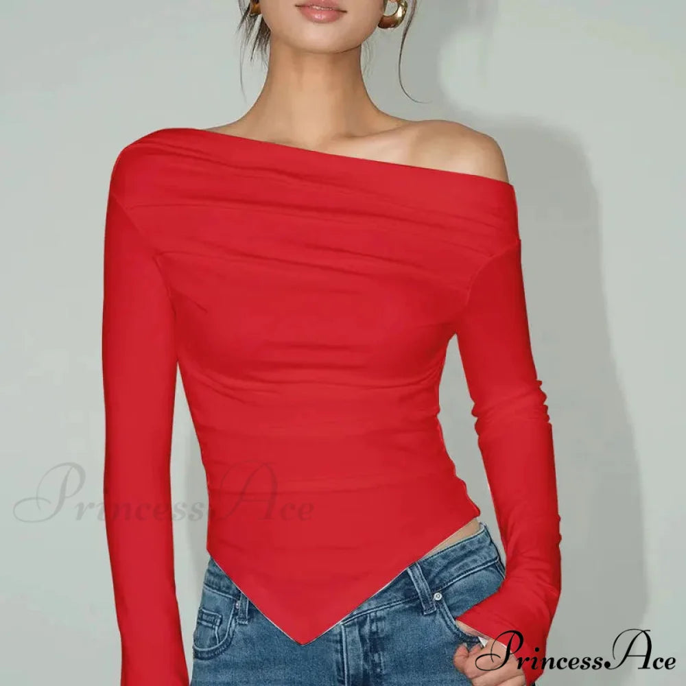 Attractive Off Shoulder Slim T-shirt Sweater swraters-241228