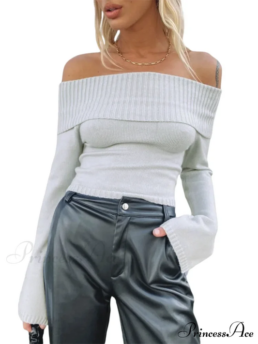 Attractive Thin Short Off Shoulder Sweater swraters-241228