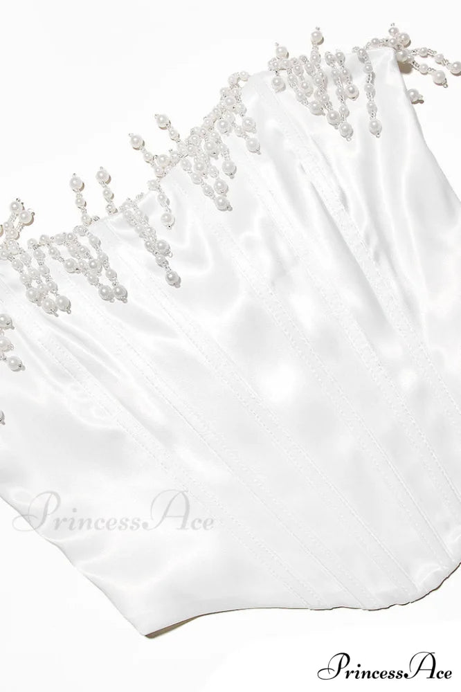 Aubrie Vintage Cream Charming White Beaded Bra