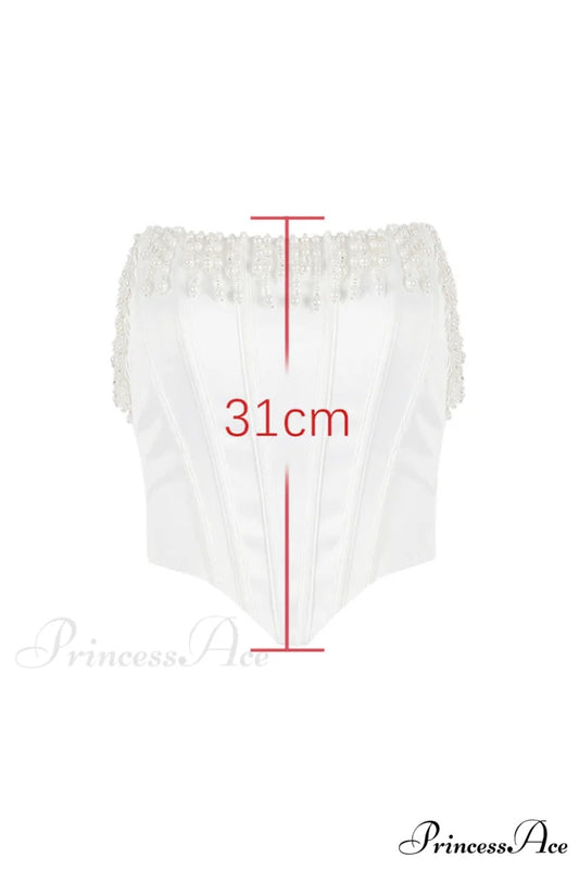 Aubrie Vintage Cream Charming White Beaded Bra XS / White