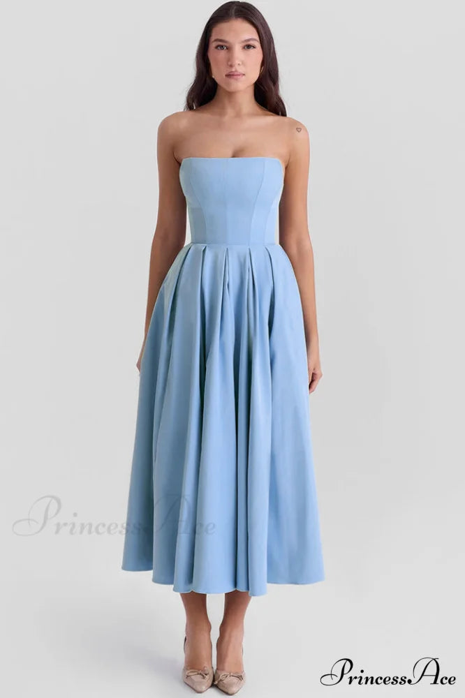 Audrey Elegant Midi Sundress XS / Blue