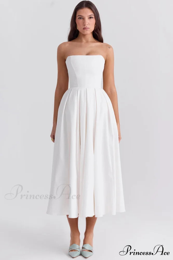 Audrey Elegant Midi Sundress XS / White