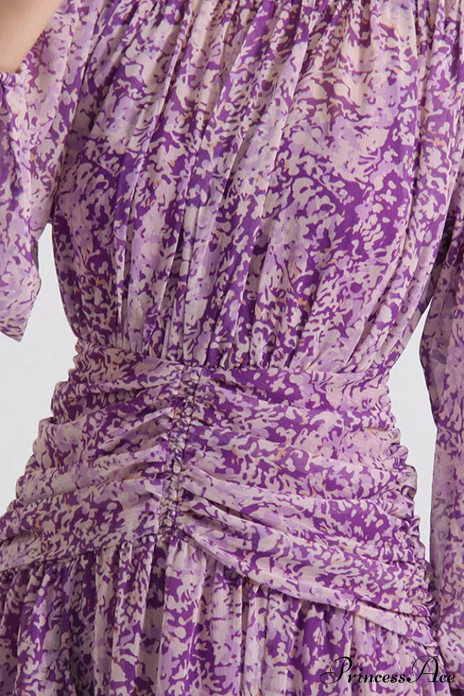 Aurier Round Neck Charming Balloon Sleeve Maxi Dress