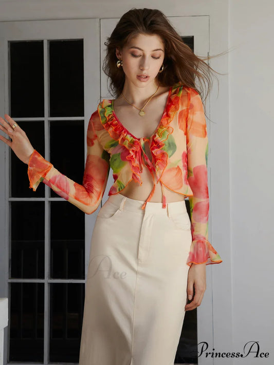 Aurora Tie Dye Mesh Modern Fly Away Crop Top Pink / S