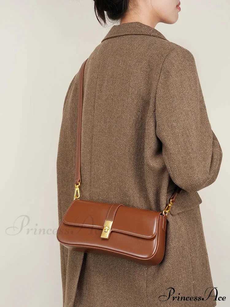 Authentic Leather French Bread Shoulder Purse shoulder-250126