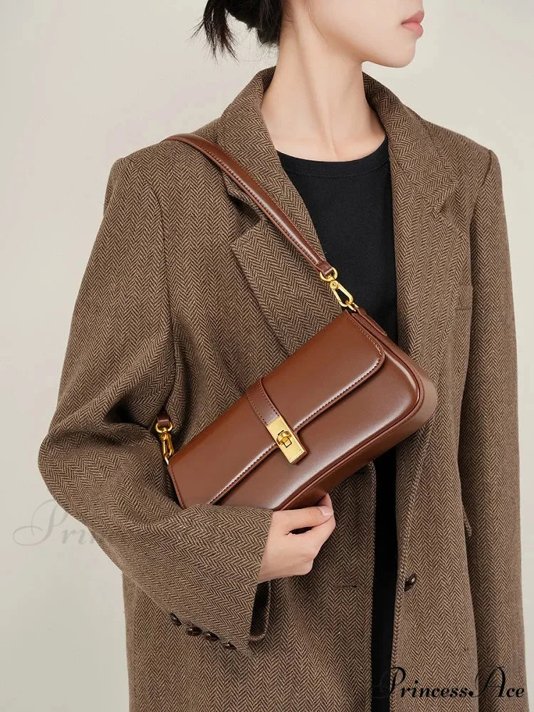 Authentic Leather French Bread Shoulder Purse shoulder-250126