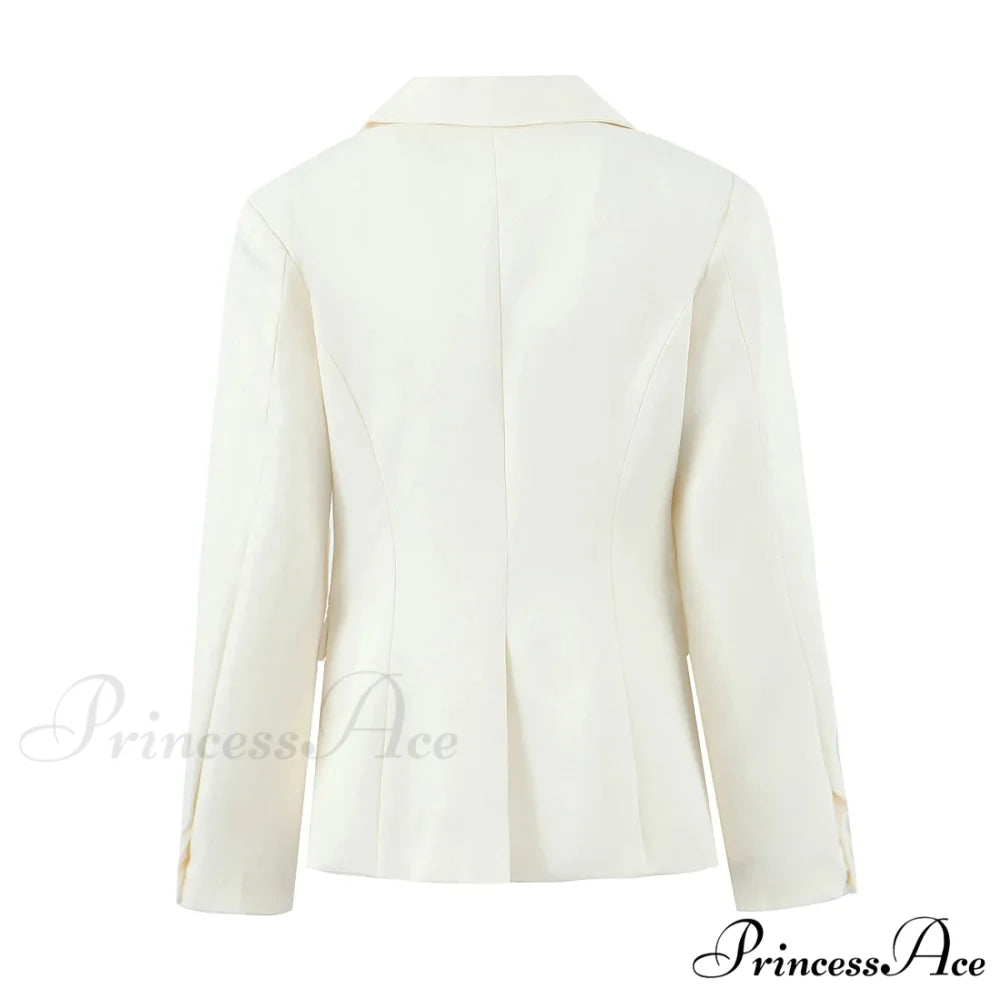 Autumn Single-Breasted Buttons Slim Waist Retro Shoulder Full Sleeve Blazer