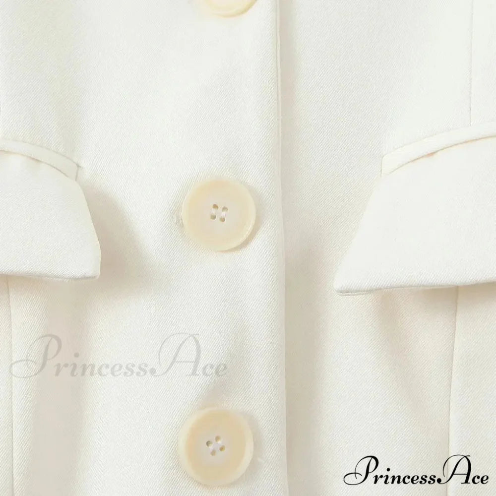 Autumn Single-Breasted Buttons Slim Waist Retro Shoulder Full Sleeve Blazer