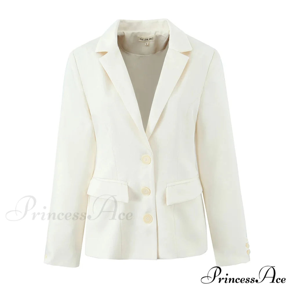 Autumn Single-Breasted Buttons Slim Waist Retro Shoulder Full Sleeve Blazer