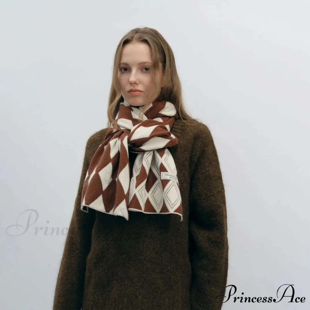 Autumn Winter Cashmere Two Color Shawl Scarf for Women white and brown / L184CM W31CM