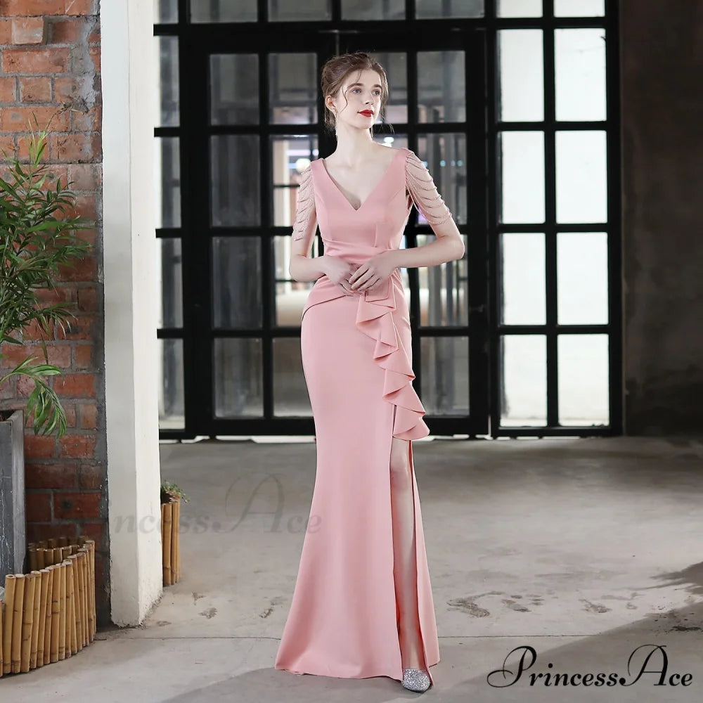 Ava Cowl Stylish Neck Formal Dress PINK / XS