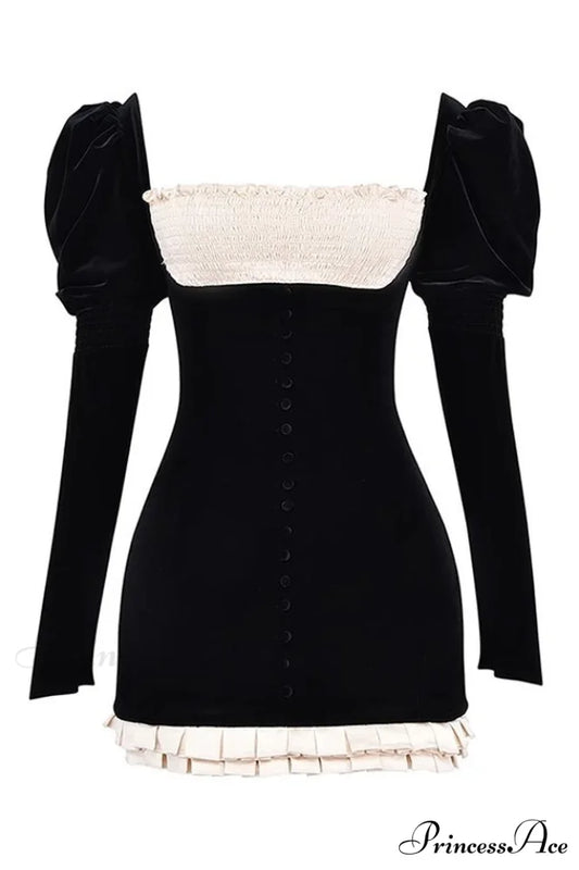 Azaria Black Stylish Vintage Dress XS / Black