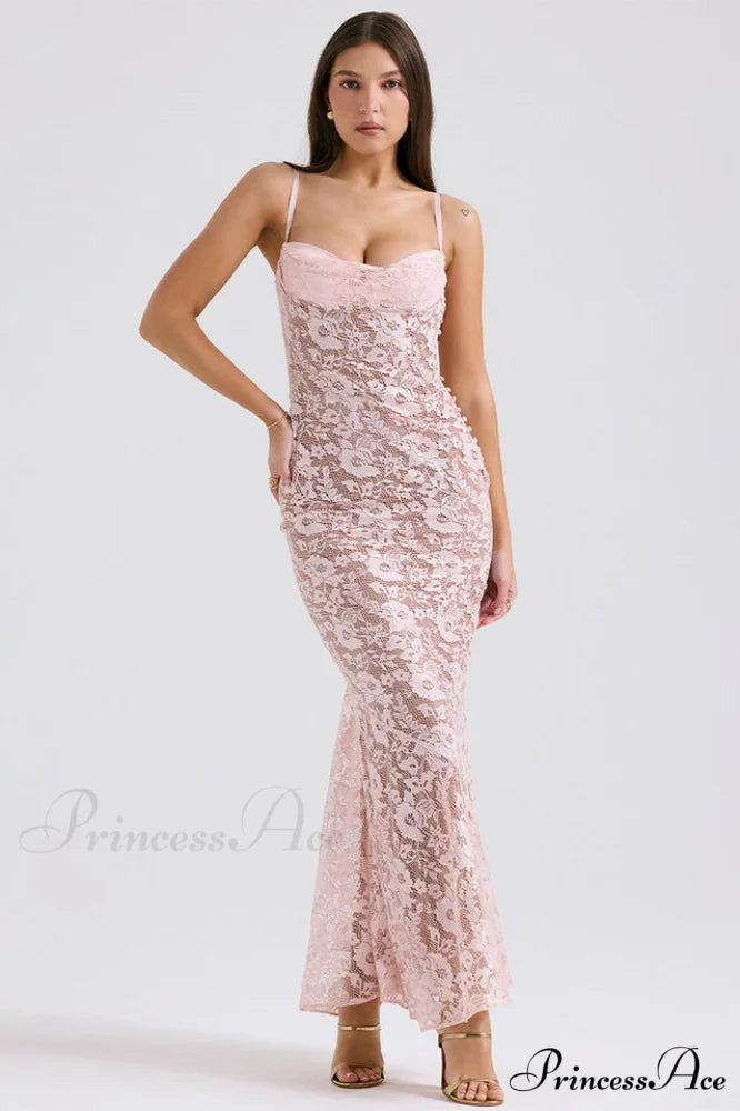 Azzurra Ice Stylish Blue Lace Dress XS / Pink