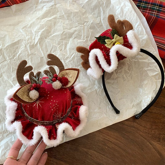 Christmas Plush Antler Cute Photo Festive Hair Accessory
