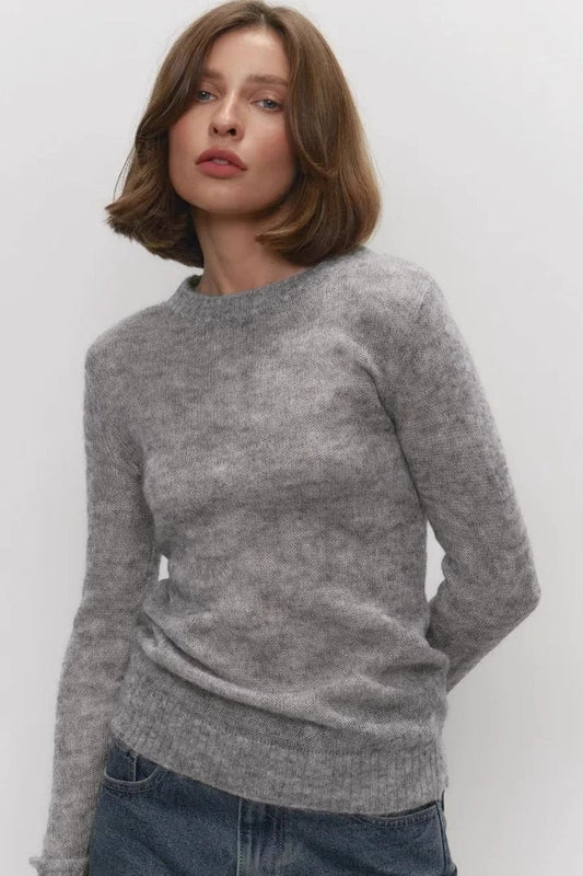 Lightweight Semi Sheer Crew Knit Sweater