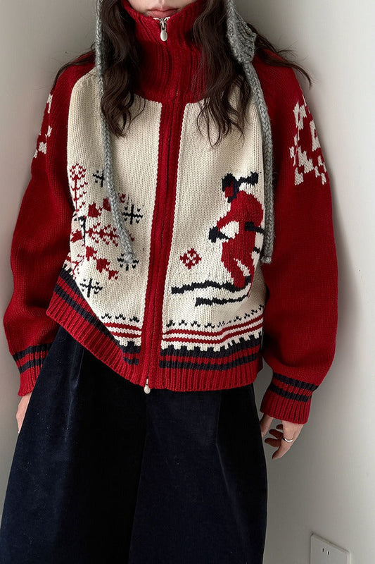 Retro Double Zip Christmas Cardigan