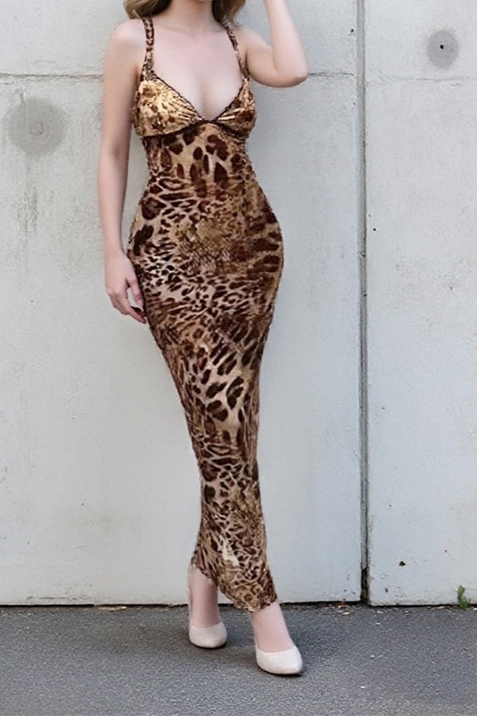 Vintage Floral Print Cami Maxi Dress