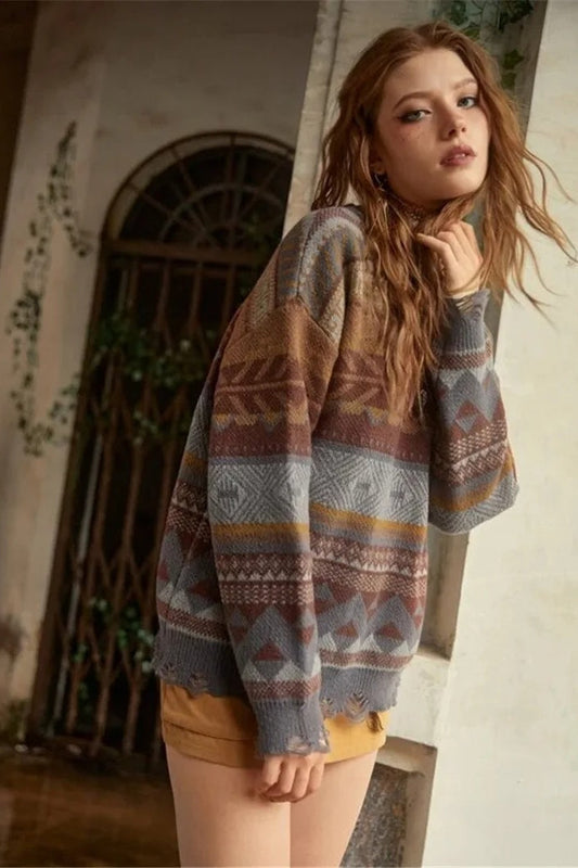 Autumn Geometric Pullover Sweater