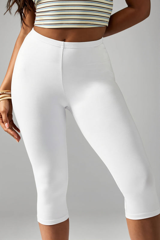Elastic Waist Cropped Skinny Pants