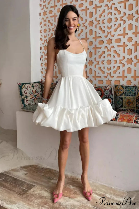 Backless Bustier Stylish Mini Dress S / Ivory
