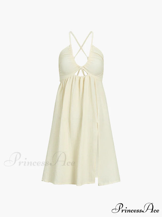 Backless Criss Cross Trendy Split Midi Dress