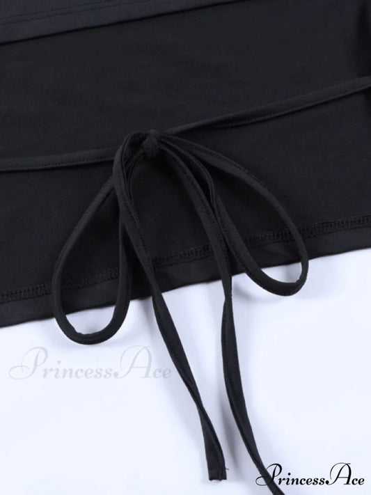 Backless Irregular Back Crop Straps Top Women’s Sleeveless - Top Black / M