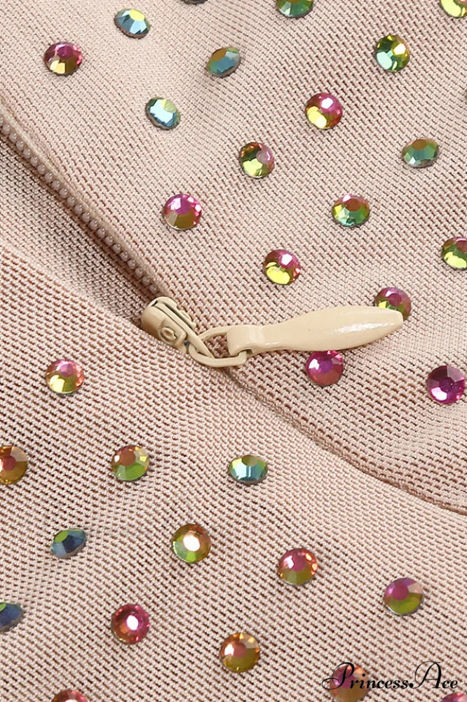 Backless Long Sleeve Charming Beading Mini Dress